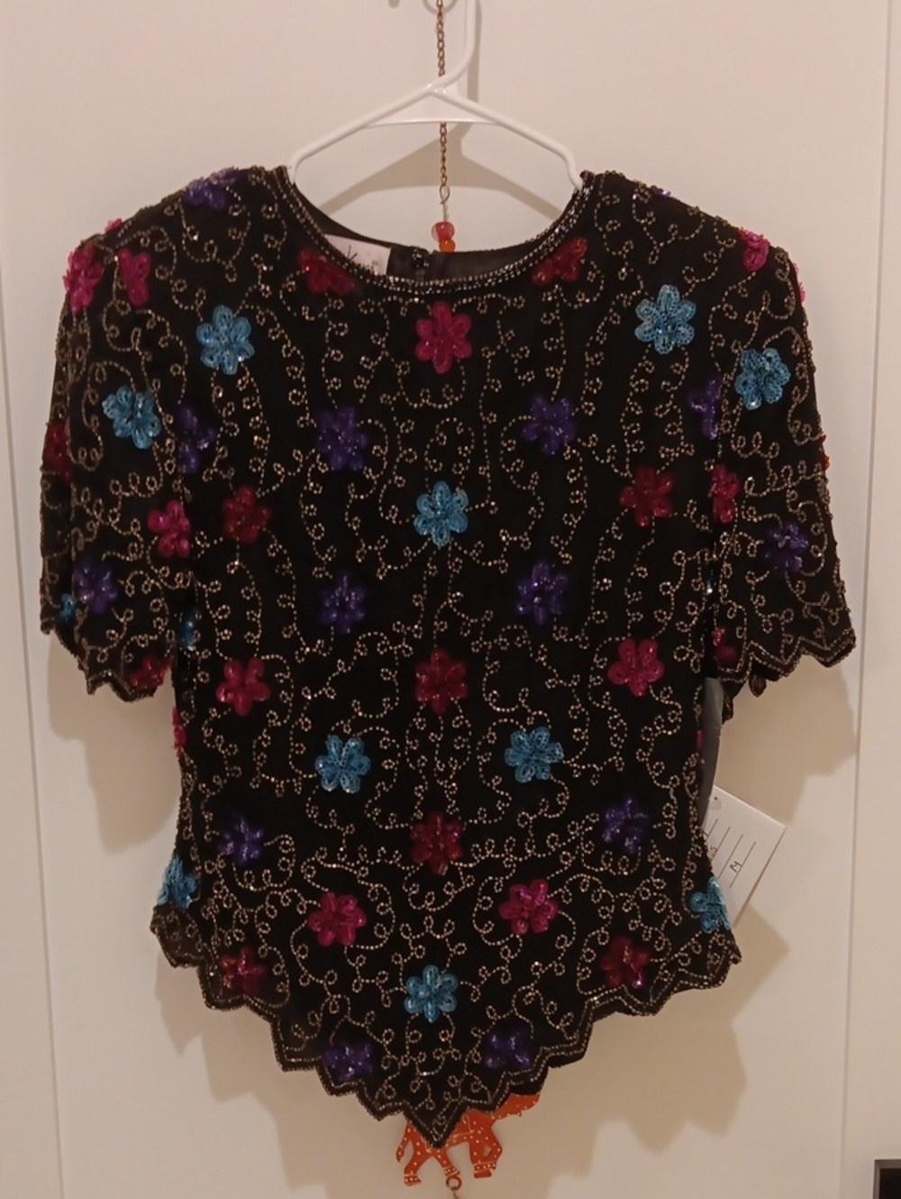 NWT, Laurence Kazar Beaded Top